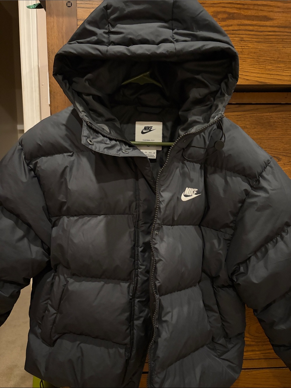 Nike Black womens Hooded Puffer Coat